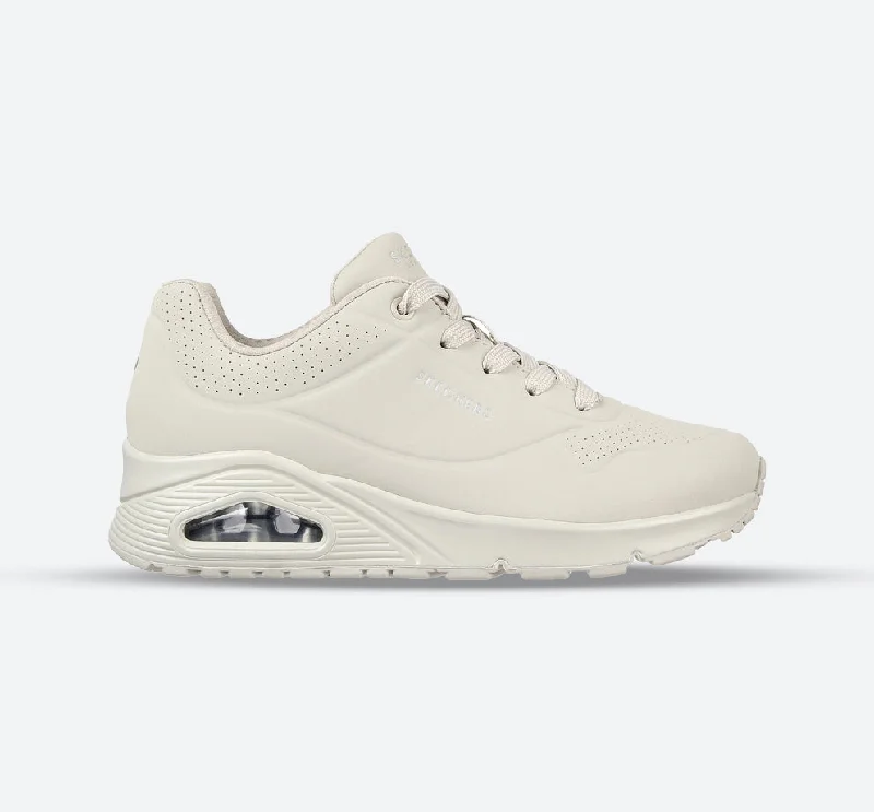 Leisure Travel Women's Wide Fit Skechers 73690 Uno - Stand On Air Walking Sneakers - Off/White