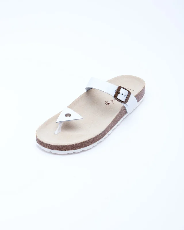 Slim Fit Women's Manu Triangle Sandal White Leather