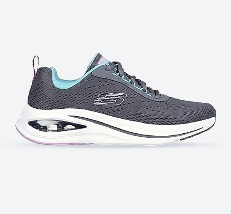 Energetic Women's Wide Fit Skechers 150131 Skech Air Meta Aired Out Sneakers - Charcoal/Multi