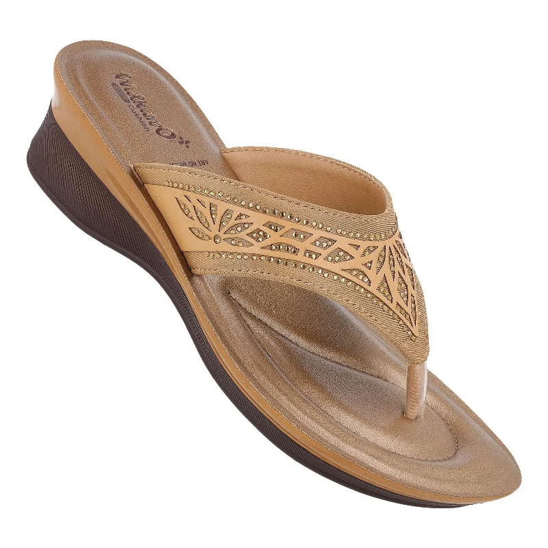 Elegant And Elegant Sparkles Women's Daily Wear Sandal - WE2024 Brass