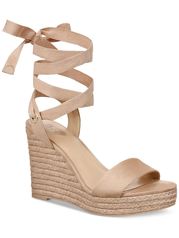 Short skirt design Maxx Womens Faux Suede Open Toe Wedge Sandals