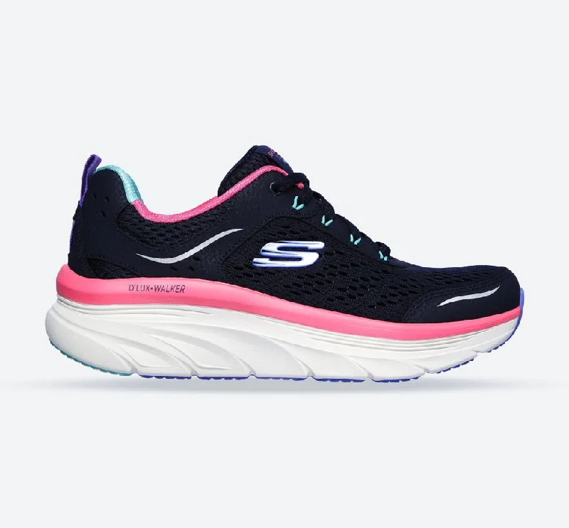 Nightclub Style Women's Wide Fit Skechers 149023 D'lux Walker Infinite Motion Sports Sneakers - Navy/Multi