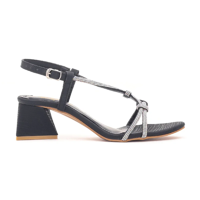 Party Wear Black Fancy Sandal FN5568