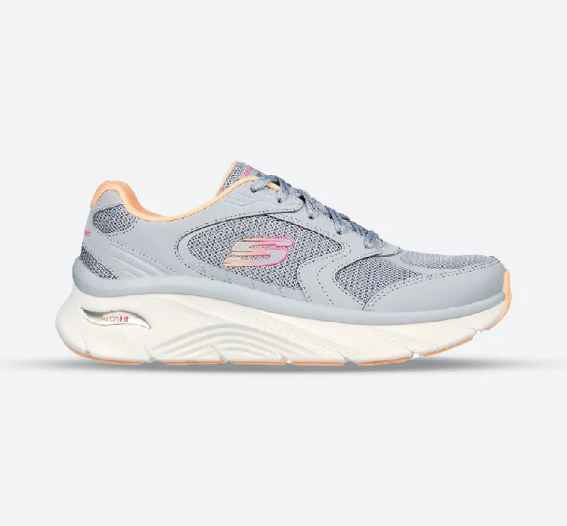 Street Casual Style Women's Wide Fit Skechers 149686 Relaxed Fit Arch Fit D'lux Sneakers - Gray/Coral