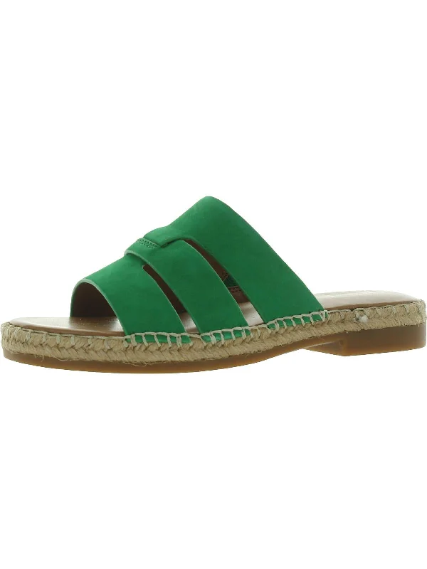 Simple Solid Color Arden Womens Leather Slip On Slide Sandals