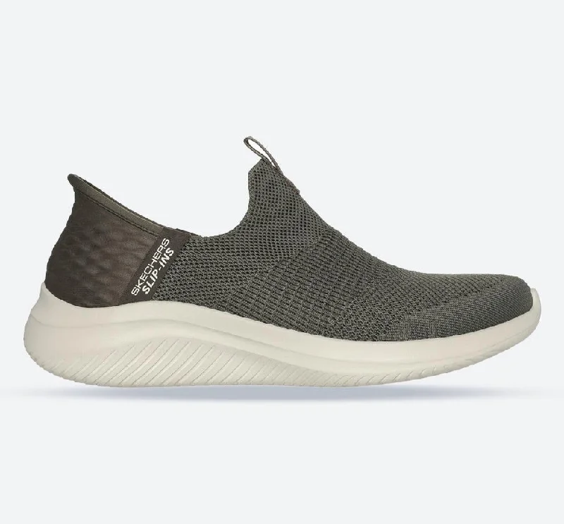 Sports Yoga Style Women's Wide Fit Skechers 149708 Slip-ins Ultra Flex 3.0 Cozy Streak Sneakers - Olive