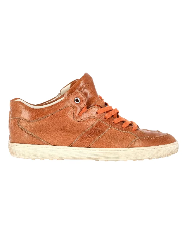 Loose Fit Tod's Low Top Sneakers in Brown Leather