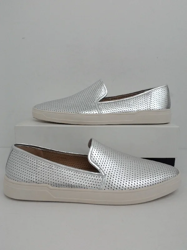 Casual Street Via Spiga Women's Galea Silver Leather Slip-on Sneaker Size 12 M