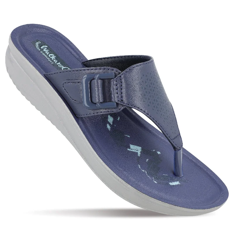 Minimal Style Blue Tyga Womens Textured Thong Sandals  - WL7472 Blue