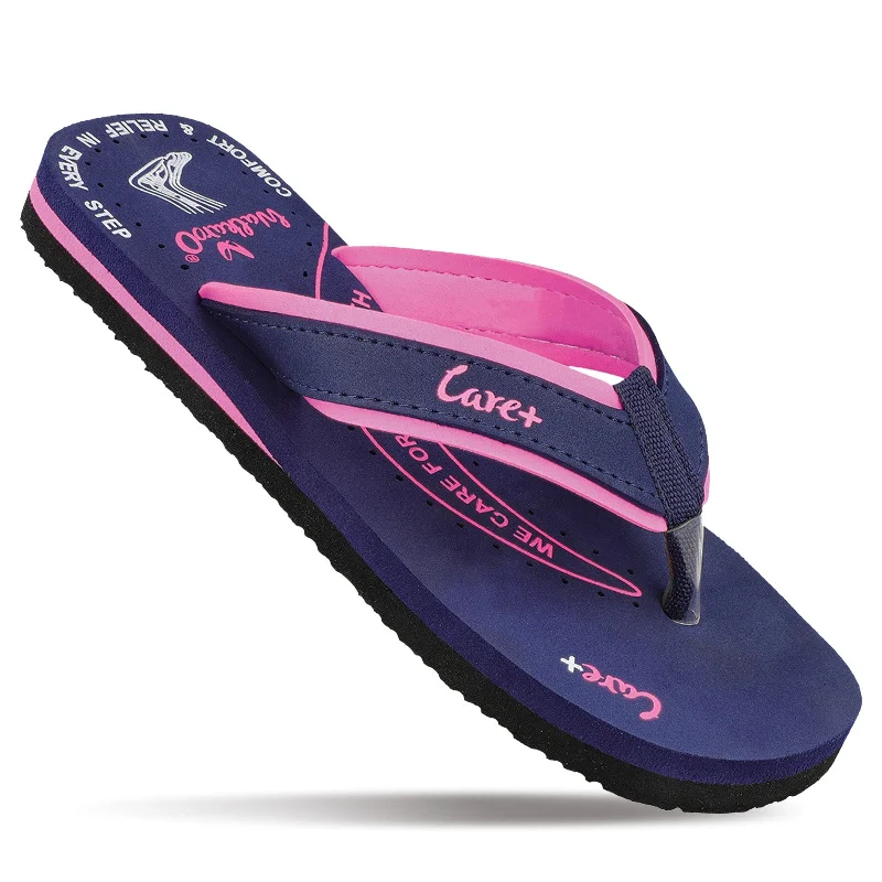 Elegant Style Walkaroo Women's Care Plus Flip-Flop  - WH3959 NavyBlue Pink