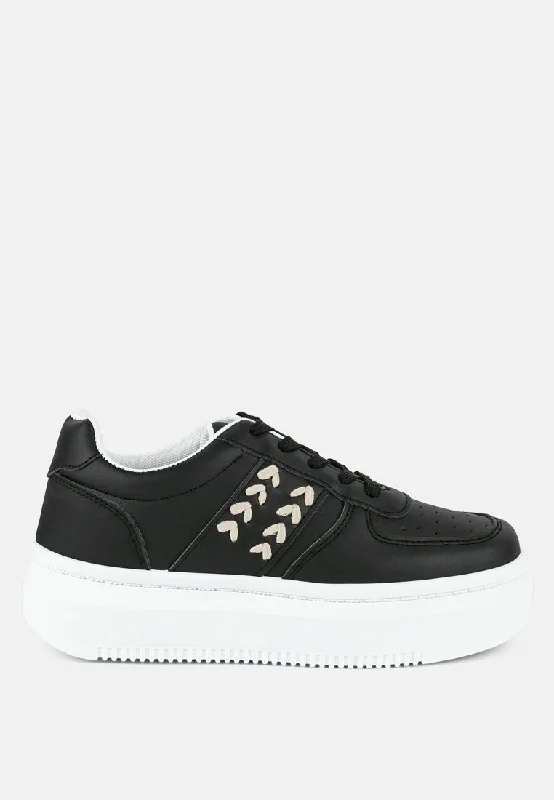 Exquisite workmanship Monigue Faux Leather Cross Stitch Detail Sneakers