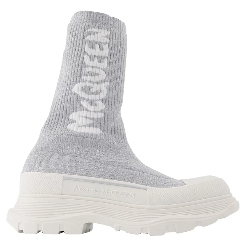 High-quality Fabrics Tread Slick Sneakers in Silver and White Fabric