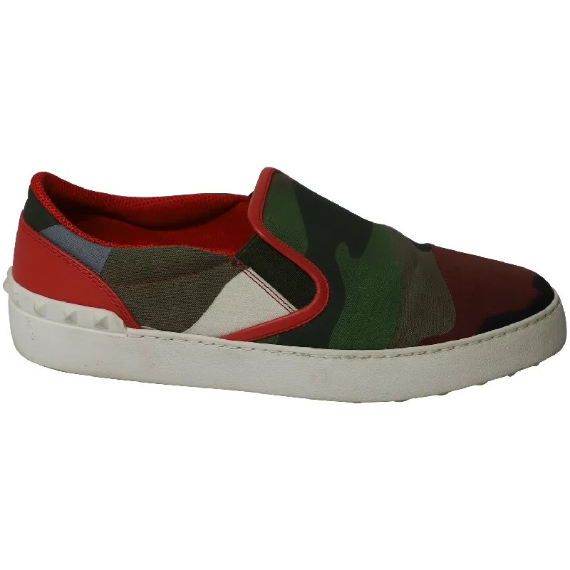 Cool Breeze At Night Valentino Camouflage Print Rockstud Low Top Sneakers in Multicolor Canvas
