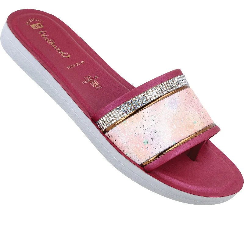 Sports Jumpsuit Women's Slide Sandals - WL7669 Maroon