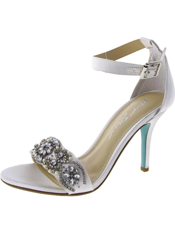Stand-up collar design Gina Womens Satin Embellished Dress Sandals