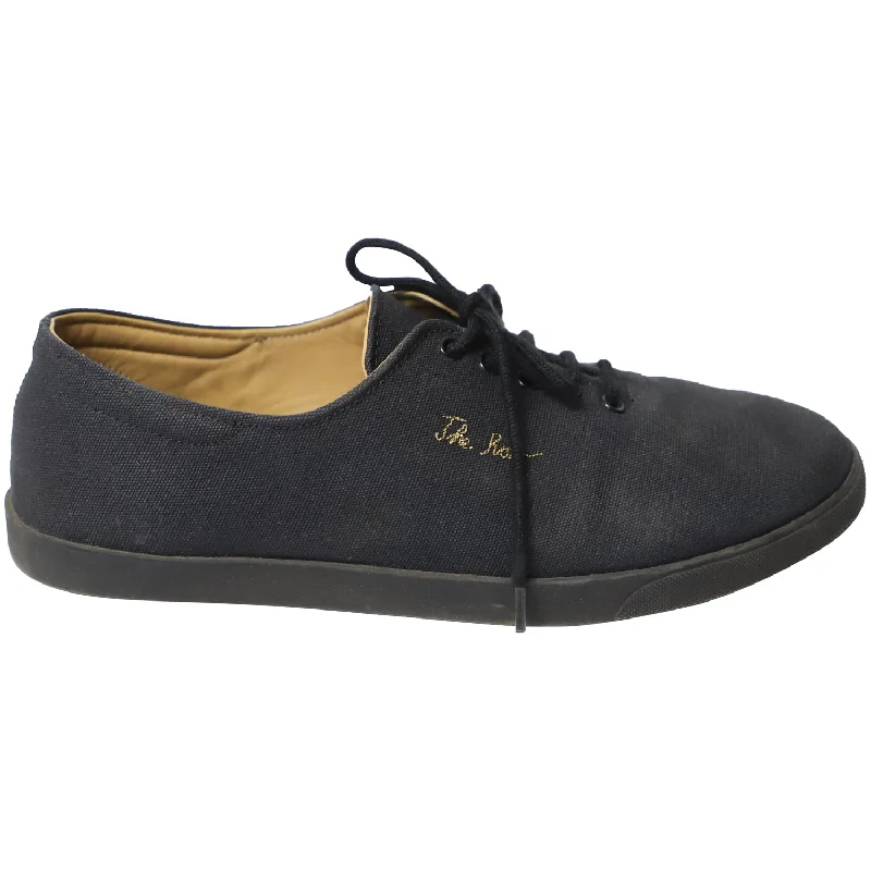 Mid-length Style The Row Dean Embroidered Sneakers in Black Canvas