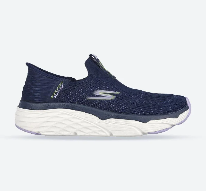 Wandering freely Women's Wide Fit Skechers 128571 Max Cushioning Smooth Sneakers - Navy/Lavender