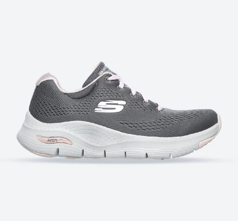 Beautiful Romance Women's Wide Fit Skechers 149057 Unny Outlook Sports Sneakers - Grey/Pink