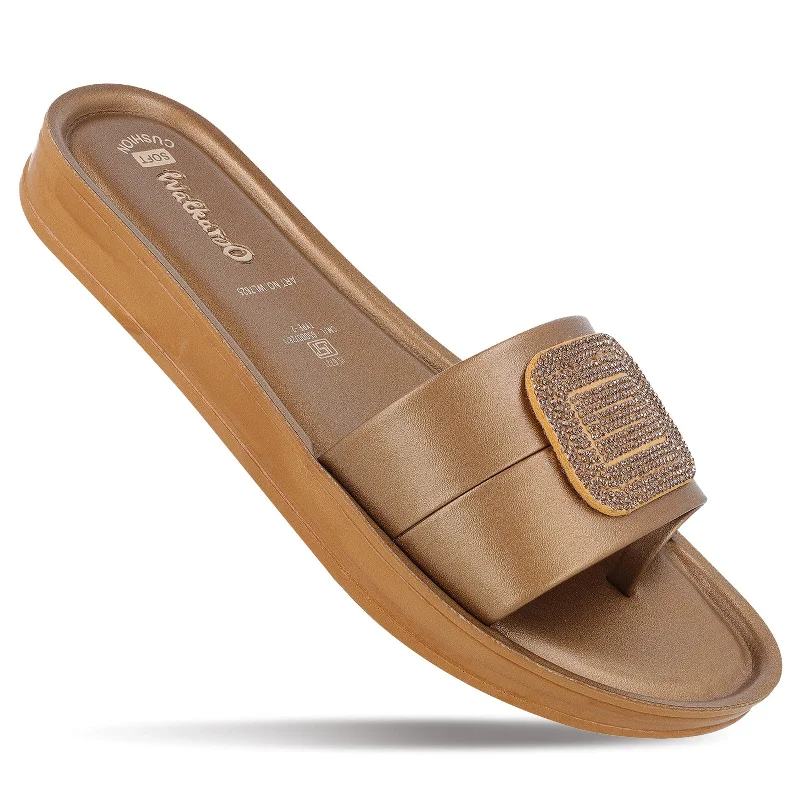 Stand-up collar design Women's Slide Sandals  - WL7625 Brass