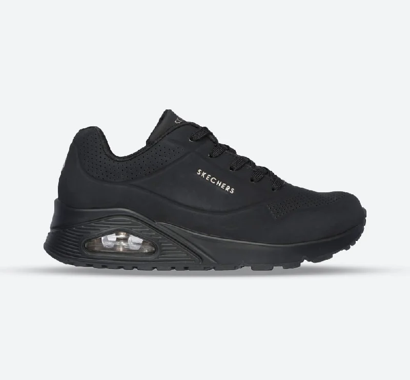 Sports And Leisure Women's Wide Fit Skechers 73690 Uno - Stand On Air Walking Sneakers - Black