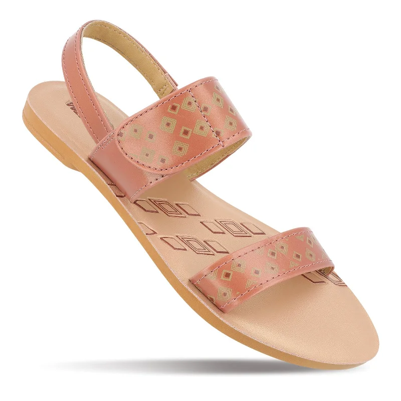 Classic Style Walkaroo Womens Ankle Strap Flat Sandal  - WL7802 Peach