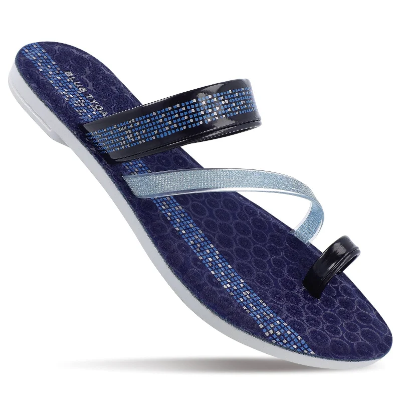 Nightclub Style Blue Tyga Womens Cross Strap Slide Sandals  - BT2303 Blue