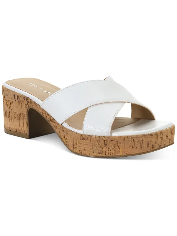 Loose Fit Giigi  Womens Faux Leather Slide Block Heels