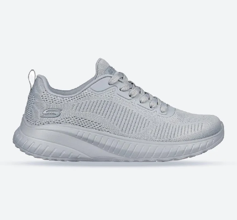 Advanced Customization Women's Wide Fit Skechers Bobs Squad Chaos Face Off 117209 Vegan Sneakers - Light Grey