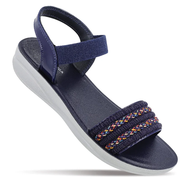 Elegant Tailoring Blue Tyga Womens Ankle Strap Heel Sandal  - BT2714 Navy Blue