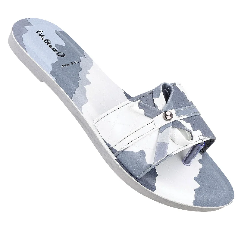 Cool Breeze At Night Women's Slide Sandals  - WL7409 White Grey