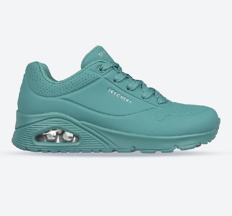 Short skirt design Women's Wide Fit Skechers 73690 Uno Stand On Air Sports Sneakers - Teal