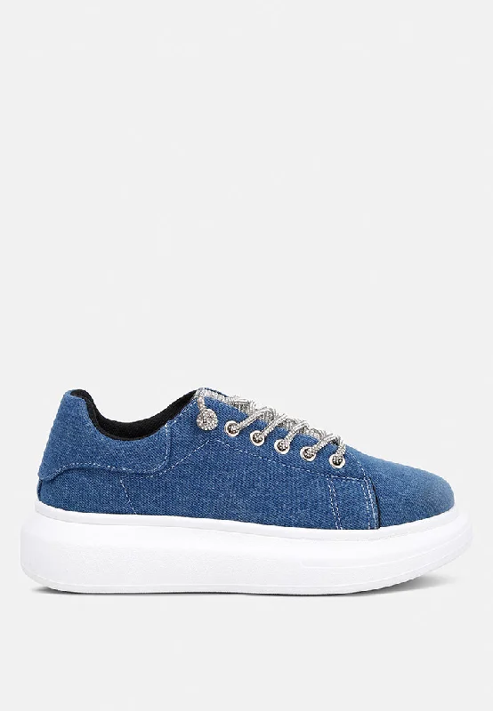 Affordable selection Ena Rhinestone Embellished Denim Sneakers