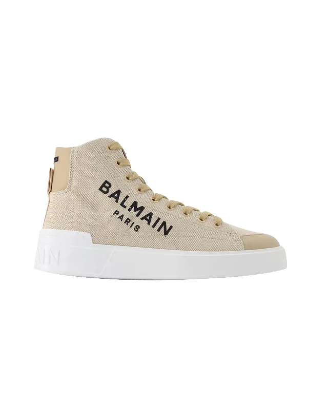 Classic Series B Court High Top-Canvas&Logo in White Cotton