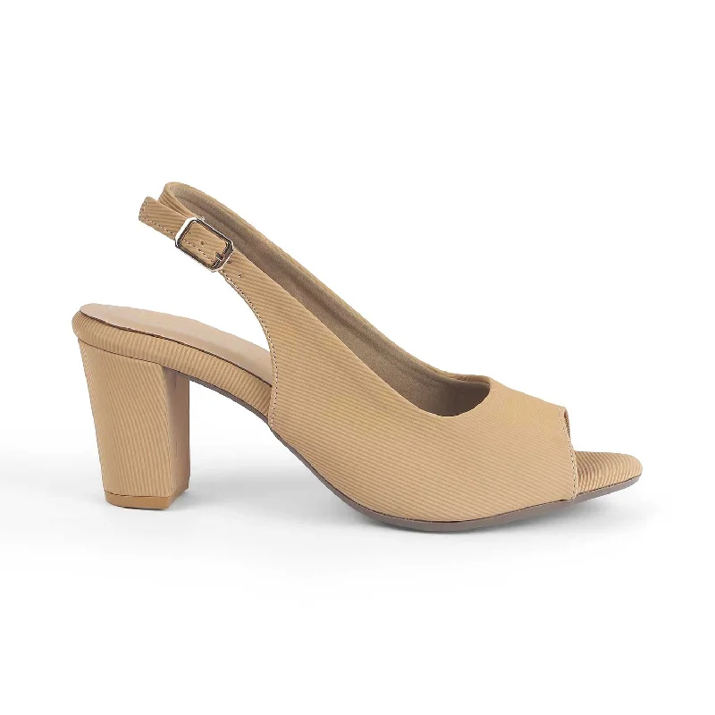 Street Casual Style Tresmode Eslip Beige Women's Dress Block Heel Slingback Sandals
