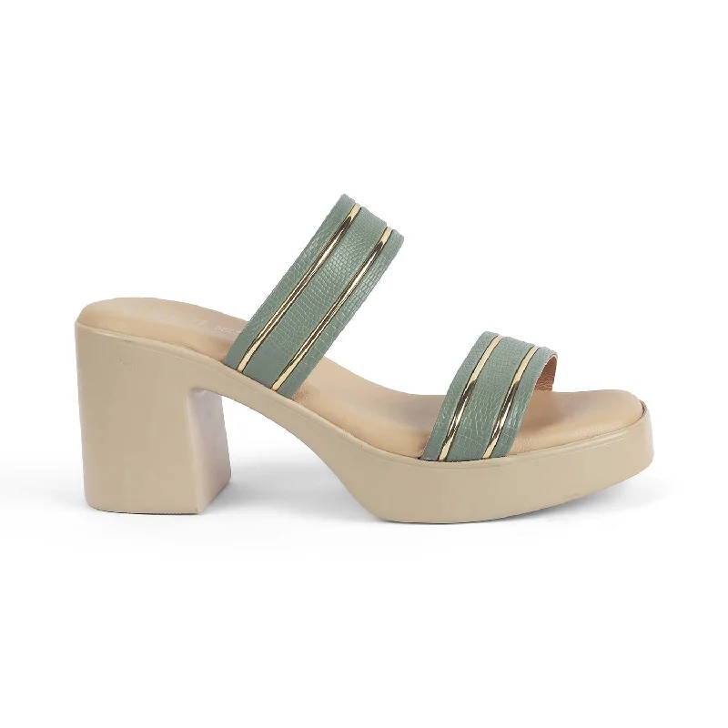 Bottom And Versatile Tresmode Mauro Green Women's Dress Block Heel Sandals