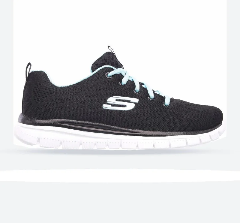 Affordable selection Women's Wide Fit Skechers 12615  Graceful Get Connected Sports Sneakers - Black/Turquoise