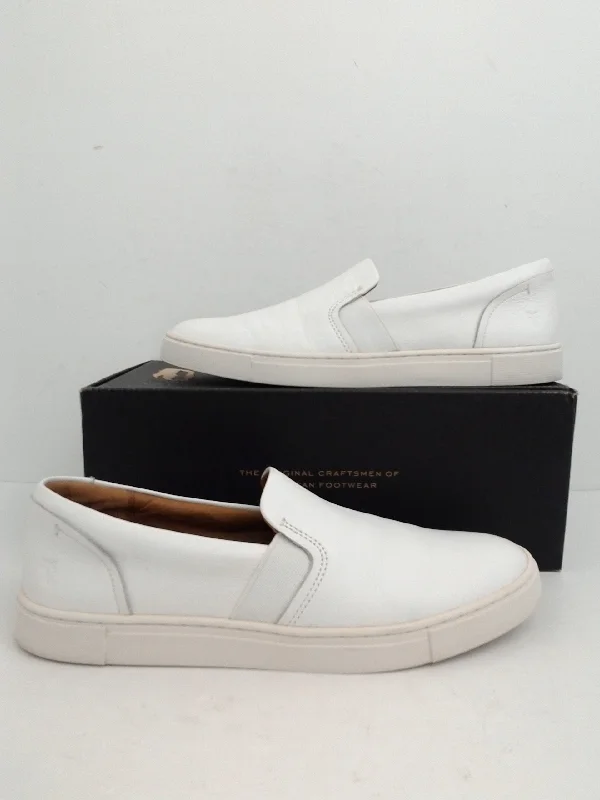 Knowledge And Elegance Frye Women's Ivy Slip On Sneaker White Leather Size 9.5 M