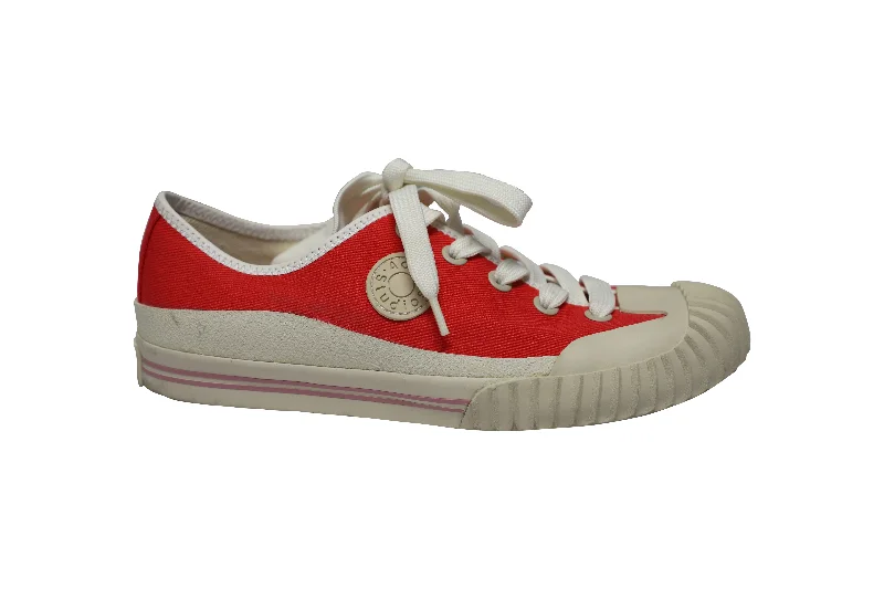 Comfortable And Simple Acne Studios Logo Patch Sneakers in Red Cotton