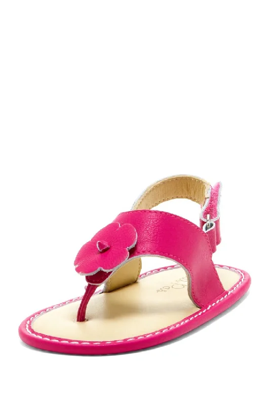 Sports litigation style Hot Pink Hibiscus Applique Sandals