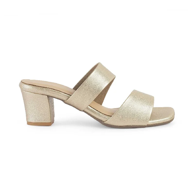 Sweet Girl Tresmode Dejvice Gold Women's Casual Block Heel Sandals