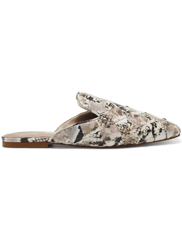 Warm And Comfortable Lenja Womens Leather Square Toe Slide Sandals