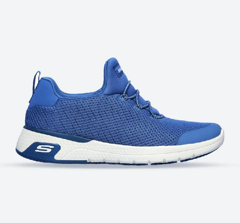 Warm and substantial Women's Wide Fit Skechers 77281EC Marsing Waiola SR Safety Sneakers - Blue