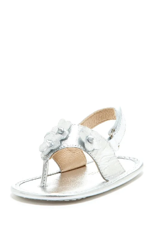 Sports Fitness Wear Silver Daisy Applique Sandals