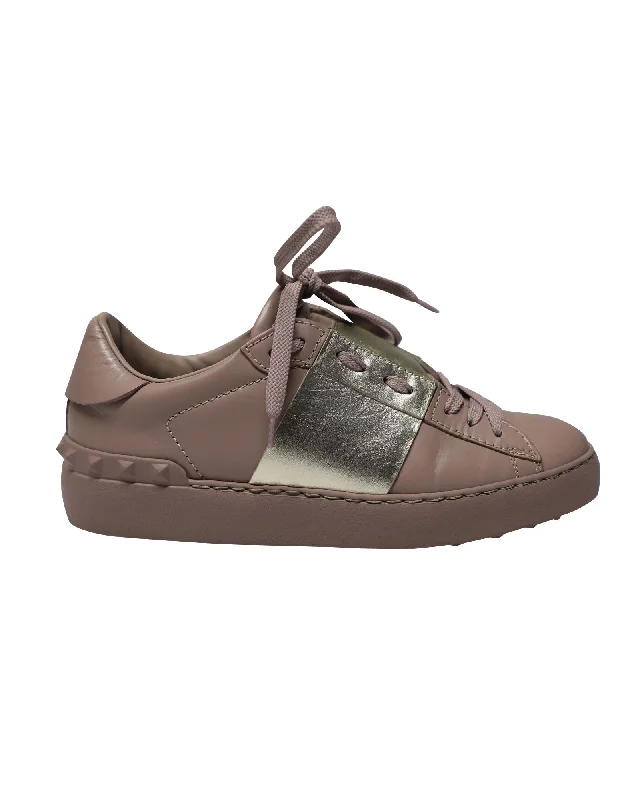 Warm Winter Series Valentino Garavani Open for a Change Sneakers in Old Rose Calfskin Leather