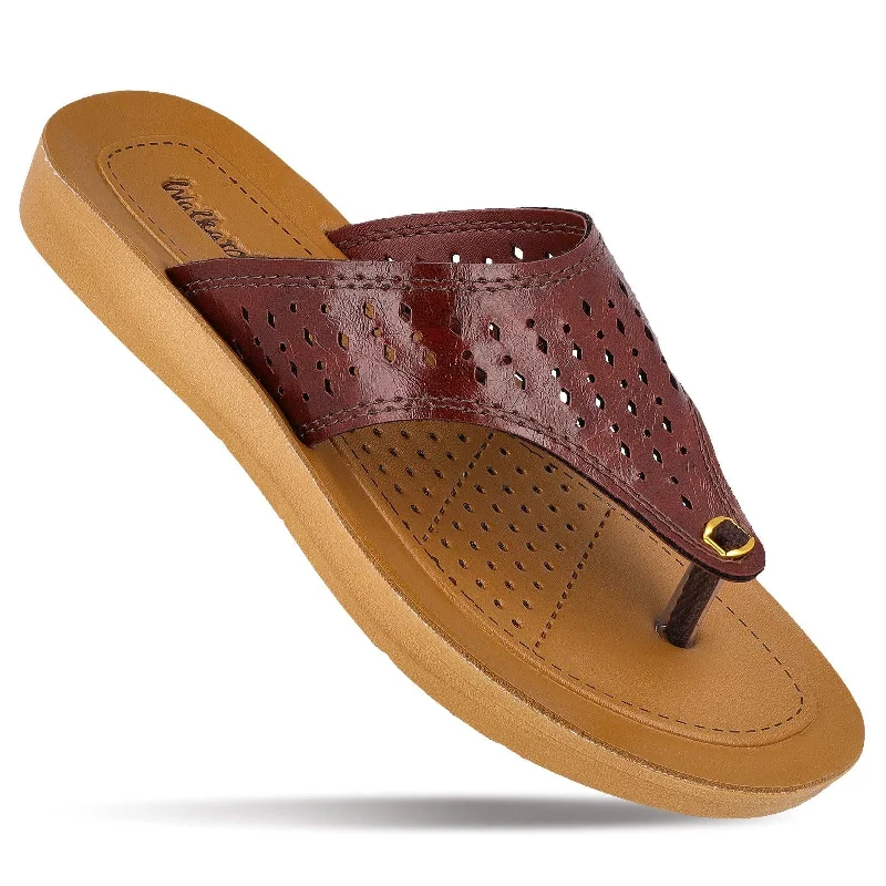 Noble Temperament Walkaroo Womens Solid Thong Sandals  - 13733 Brown