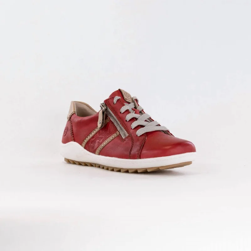 Sports High Waist Style Women's Liv Sneakers In Red Leather Combi