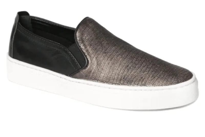 High-end Fabrics Women's Sneak Name Slip-On Sneakers In Black/oro Whinston