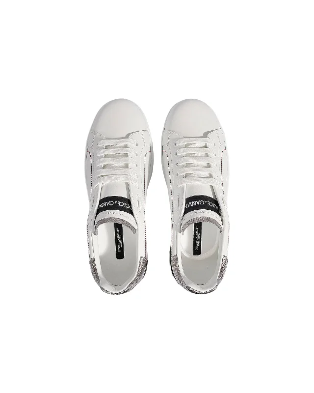Trendy Items Portofino Sneakers - Dolce & Gabbana - White/Silver - Leather