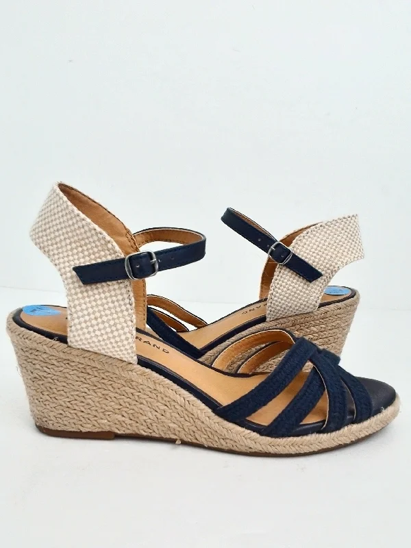 Sports Cool Lucky Brand Women's Navy Blue Wedge Sandal Size 7.5