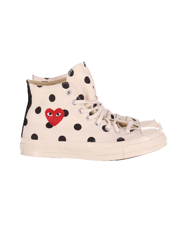 Moisture wicking Comme Des Garcons PLAY x Converse Chuck Taylor All Star 70s Polka Dot Hi-Cut Sneakers in White Canvas